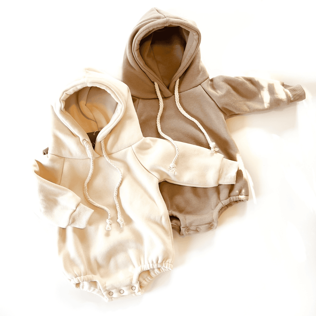 Cream Hooded Bubble Romper