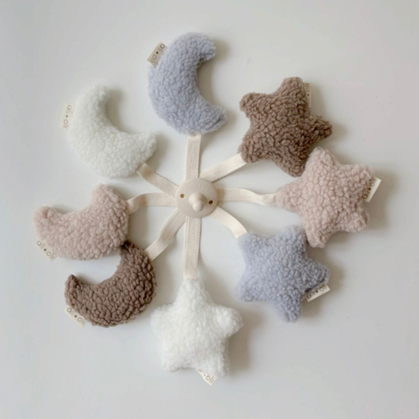 Teddy Moon Pacifier Holder - White