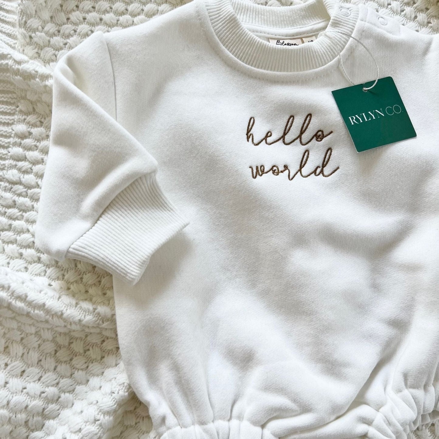 Hello World Embroidered Romper