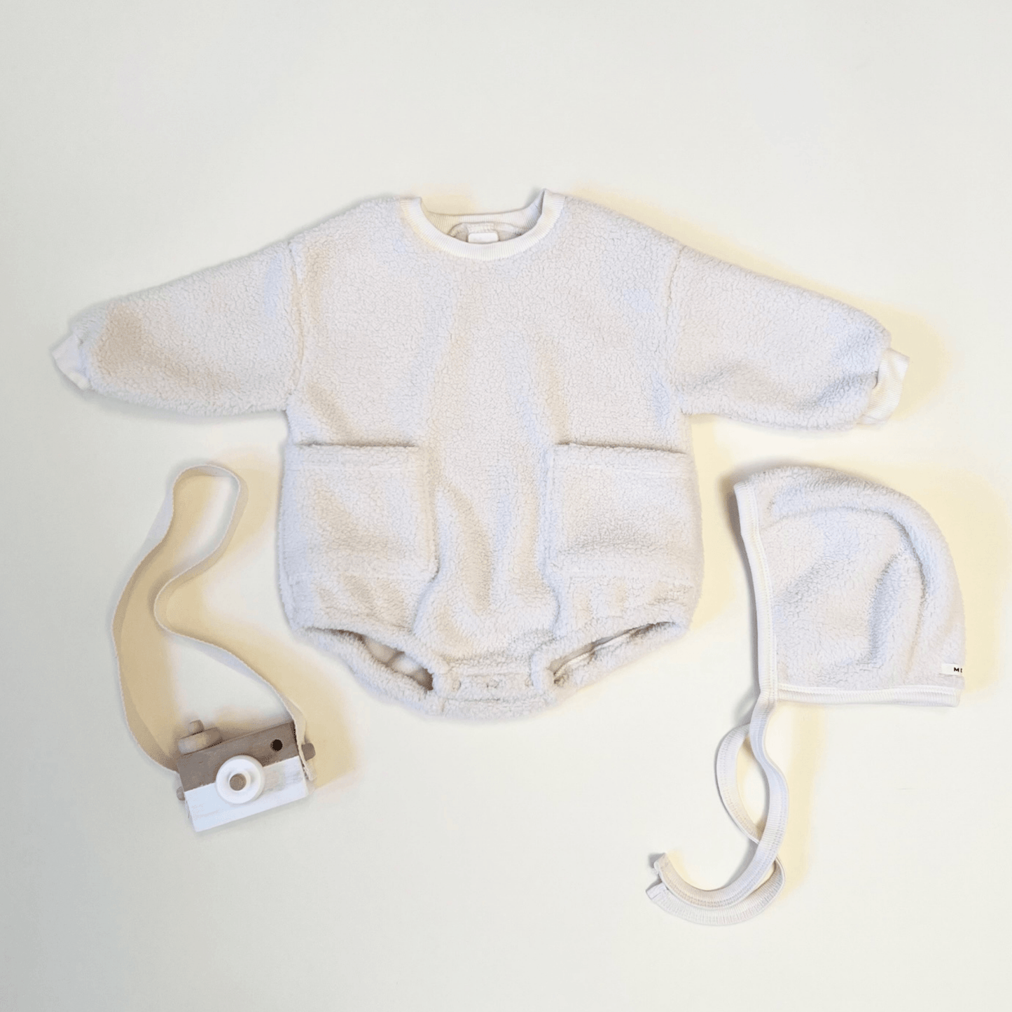 Sherpa Pocket Bubble Romper - Cream