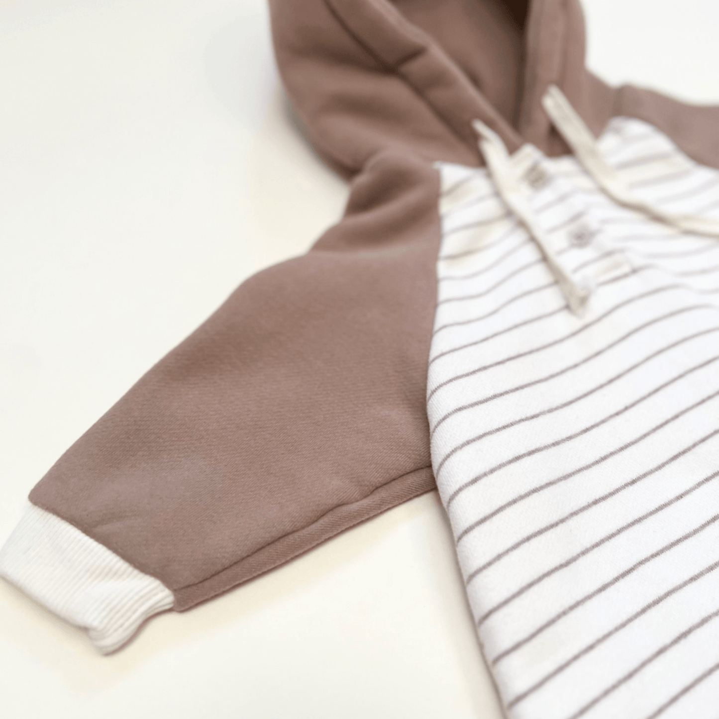 Striped Hoodie Jumpsuit - Brown