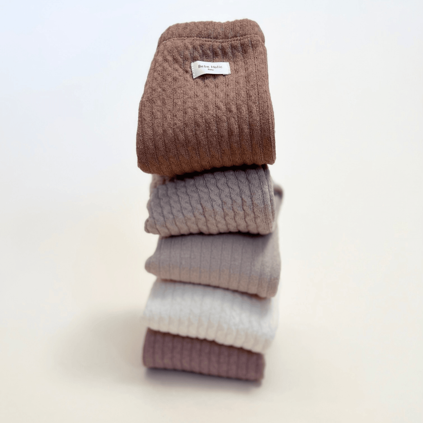 Ribbed Footed Leggings - Beige Regular Knit