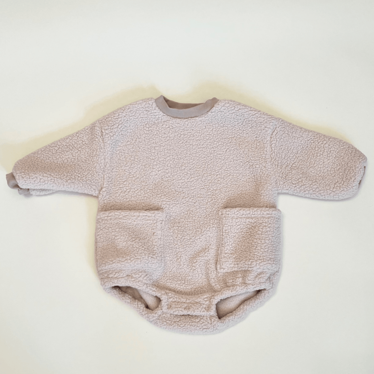 Sherpa Pocket Bubble Romper - Light Beige