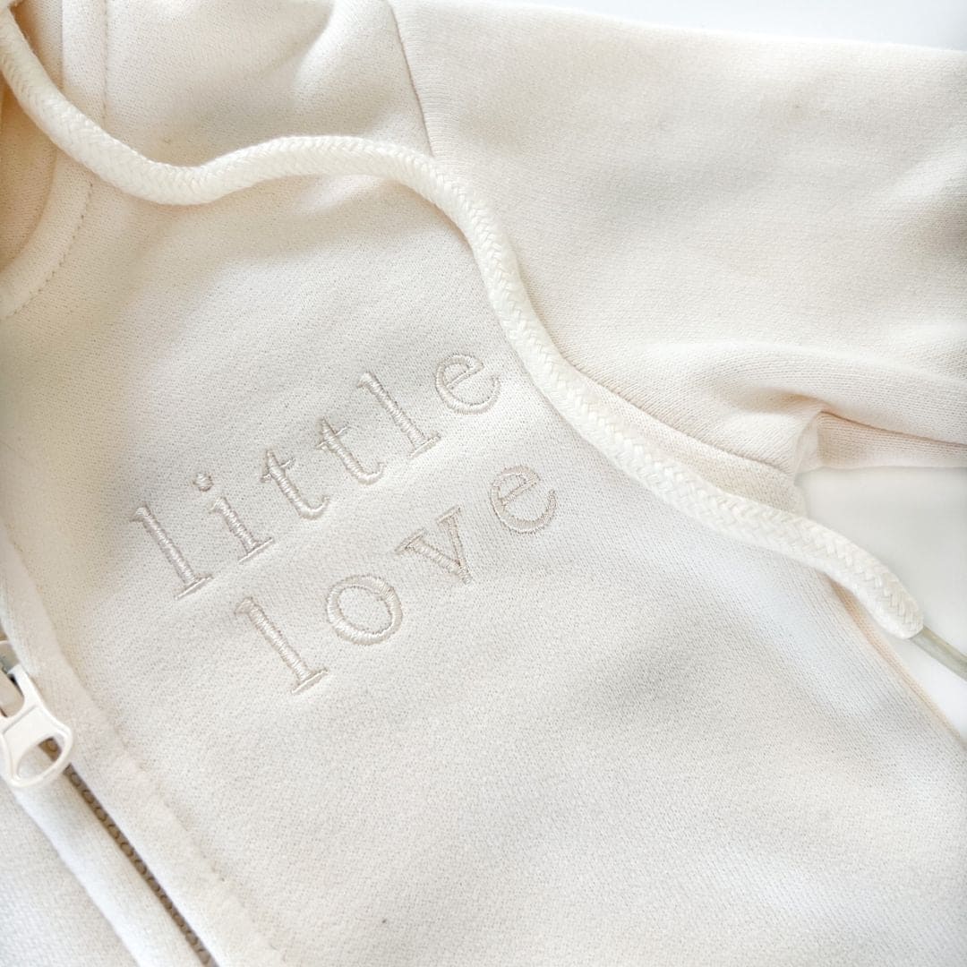 'Little Love' Hoodie Zip Jumpsuit- Milk