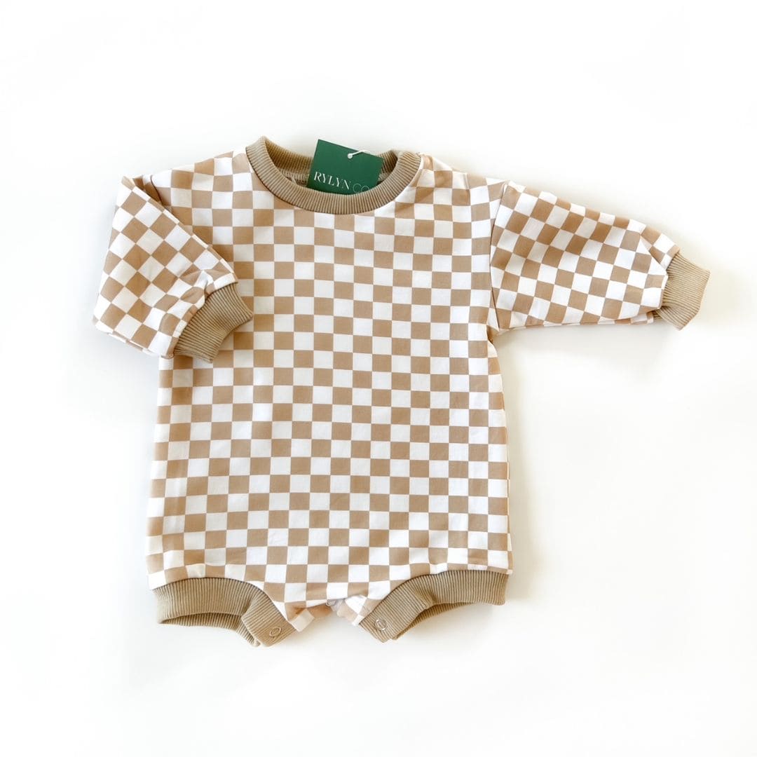 Organic Cotton Checker Bubble Romper