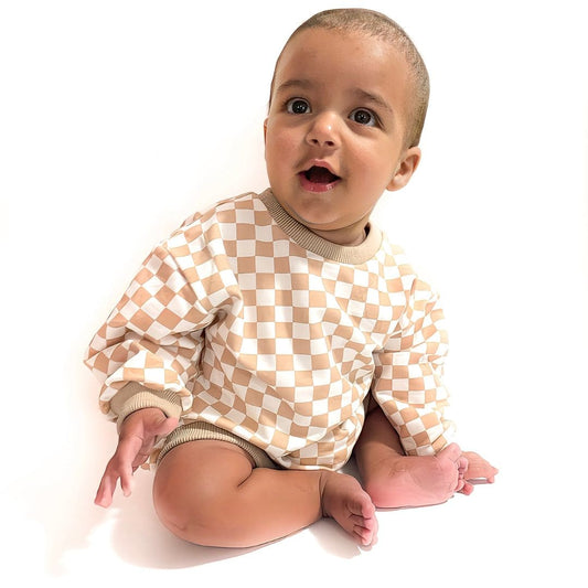 Organic Cotton Checker Bubble Romper