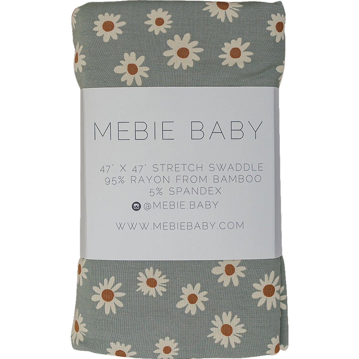 Light Green Daisy Bamboo Stretch Swaddle