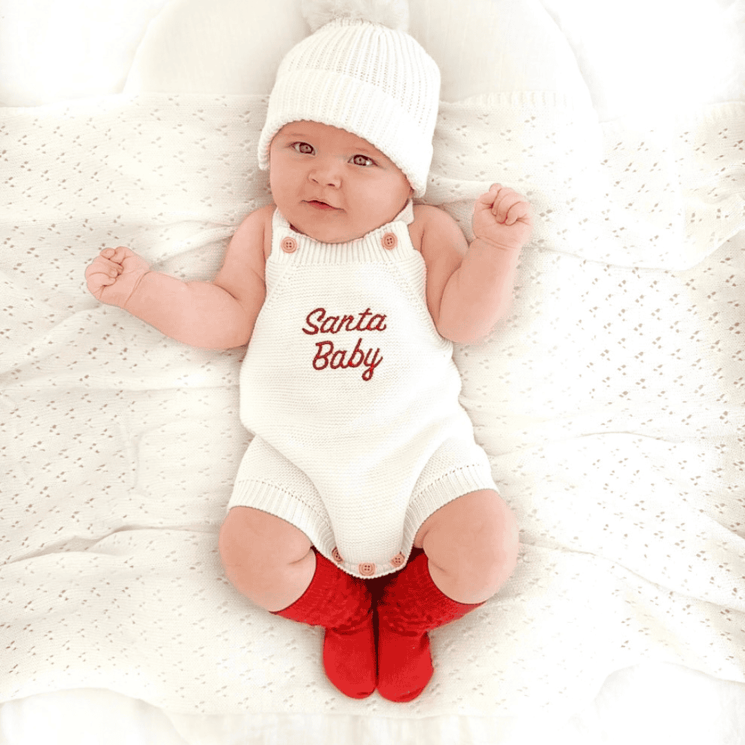 Santa Baby Knit Singlet Romper