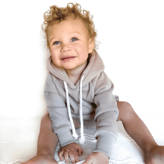 Beige Hooded Bubble Romper