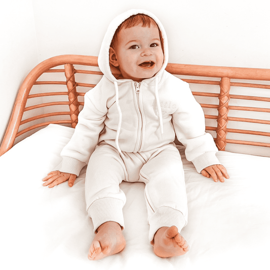 'Little Love' Hoodie Zip Jumpsuit- Milk