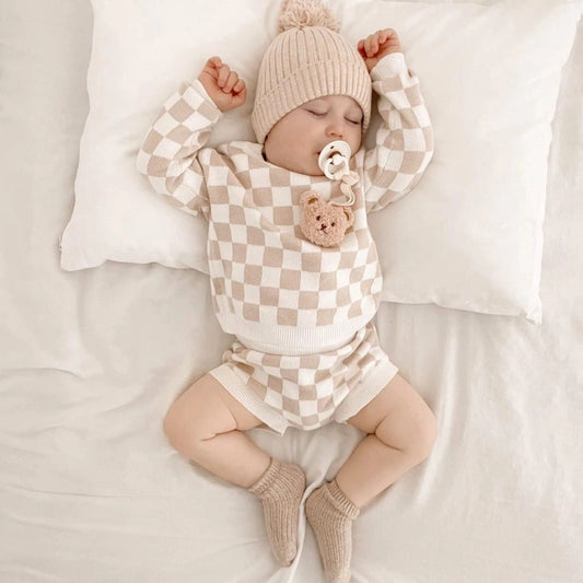 Checkered Jacquard Organic Cotton Sweater