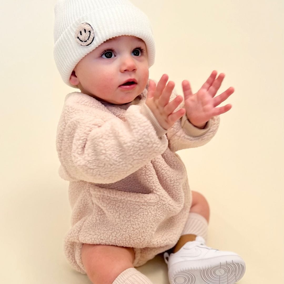 Sherpa Pocket Bubble Romper - Light Beige