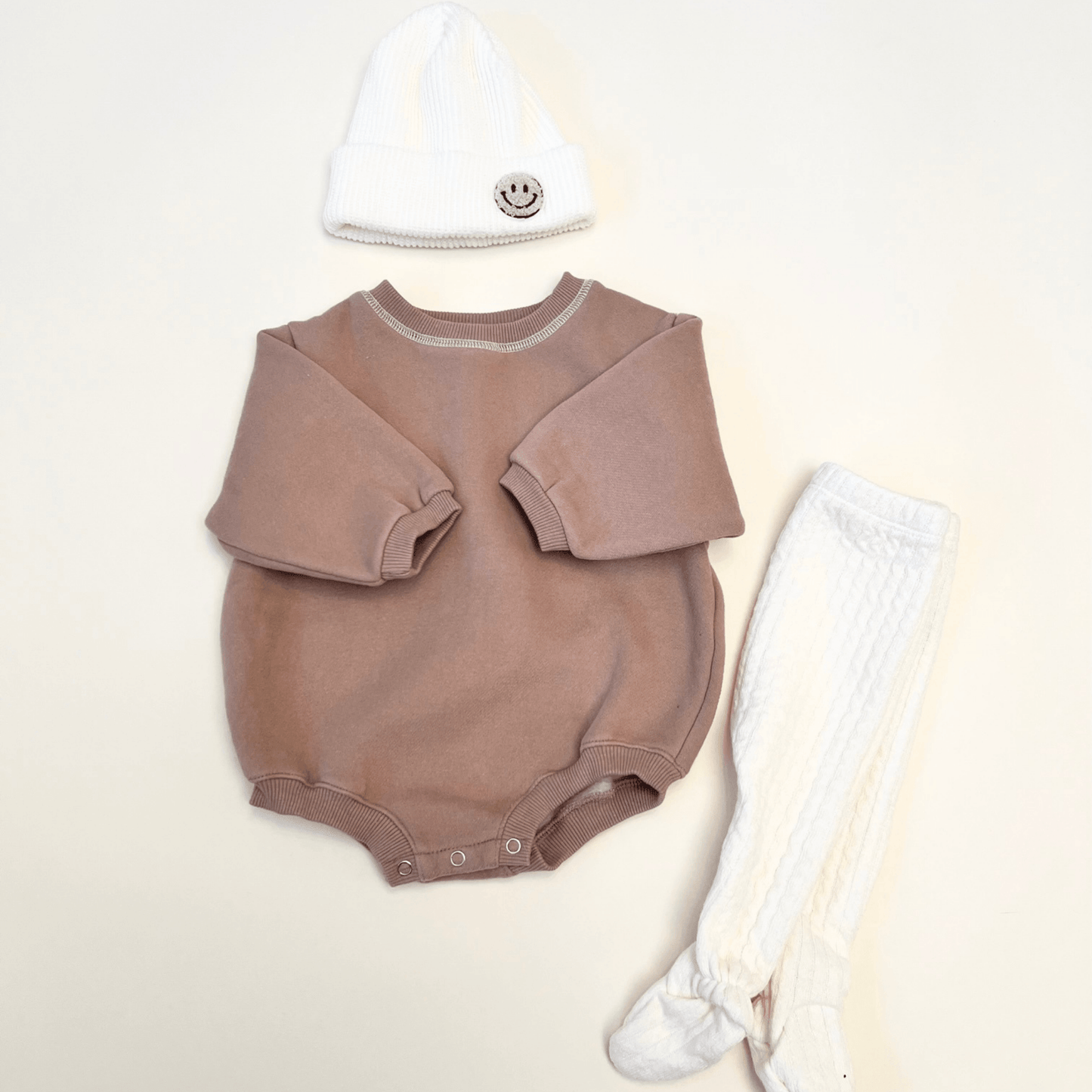 Sweatshirt Bubble Romper - Brown