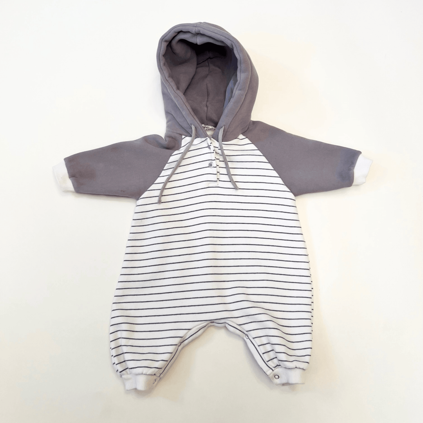 Striped Hoodie Jumpsuit - Charcoal