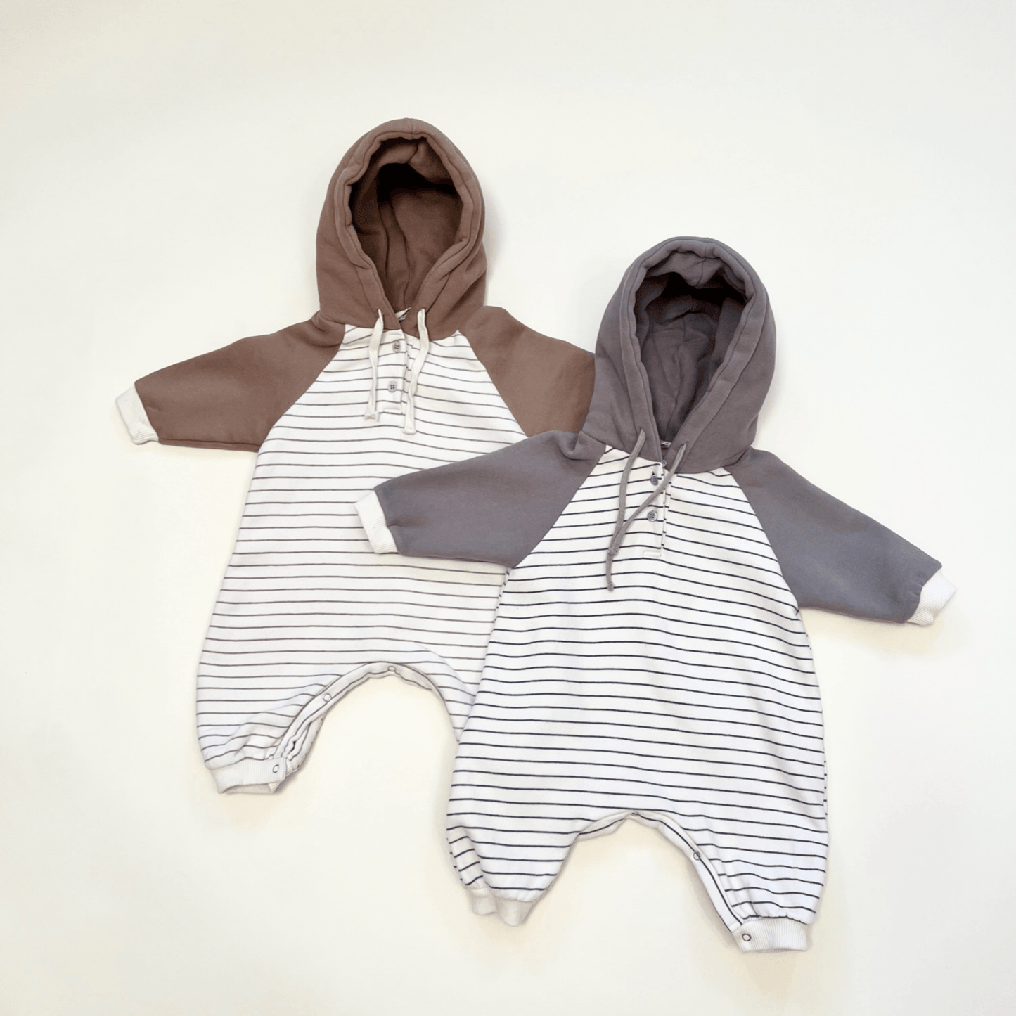 Striped Hoodie Jumpsuit - Charcoal