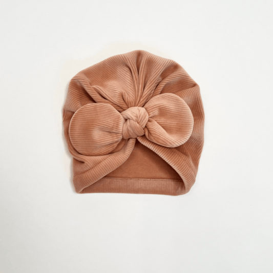 Ribbed Bow Turban - Camel