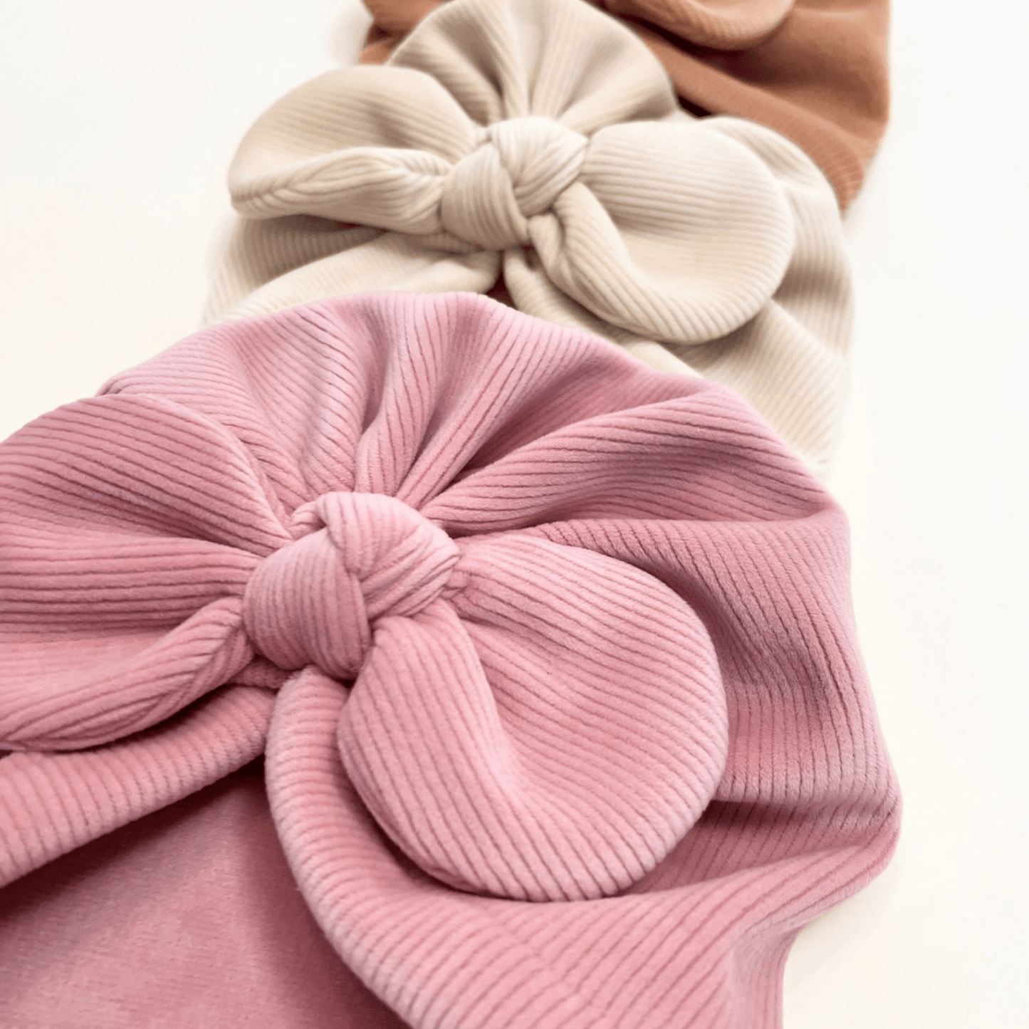 Ribbed Bow Turban - Pink